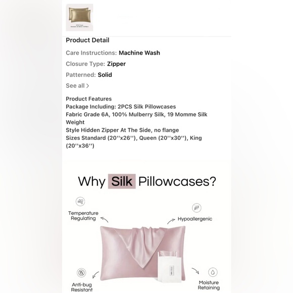 ❤️‍🔥 PAIR of 100% Mulberry Silk Pillowcases! - Picture 8 of 9